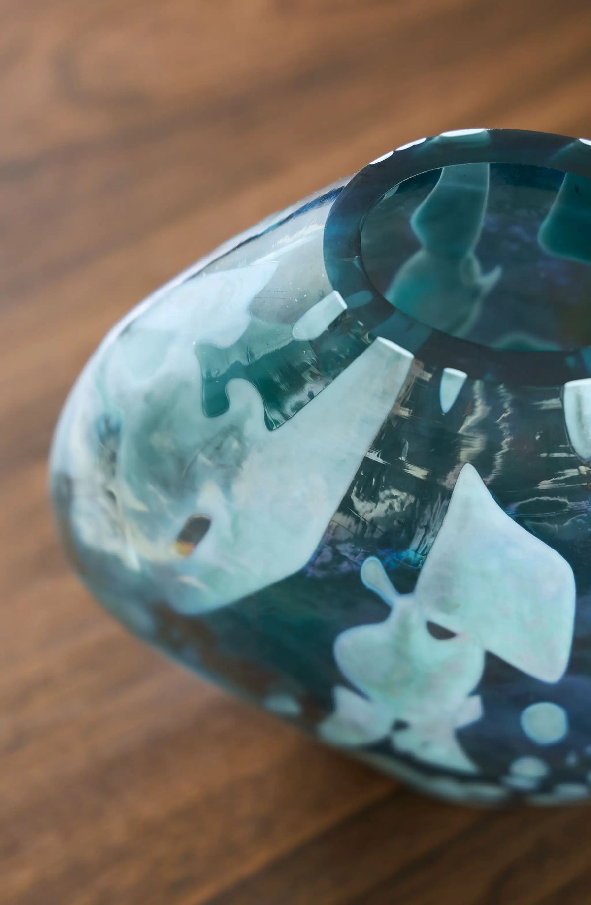 Cartshaw Vase | Iridescent Details | Teal Shades | 6.63 Inch Height