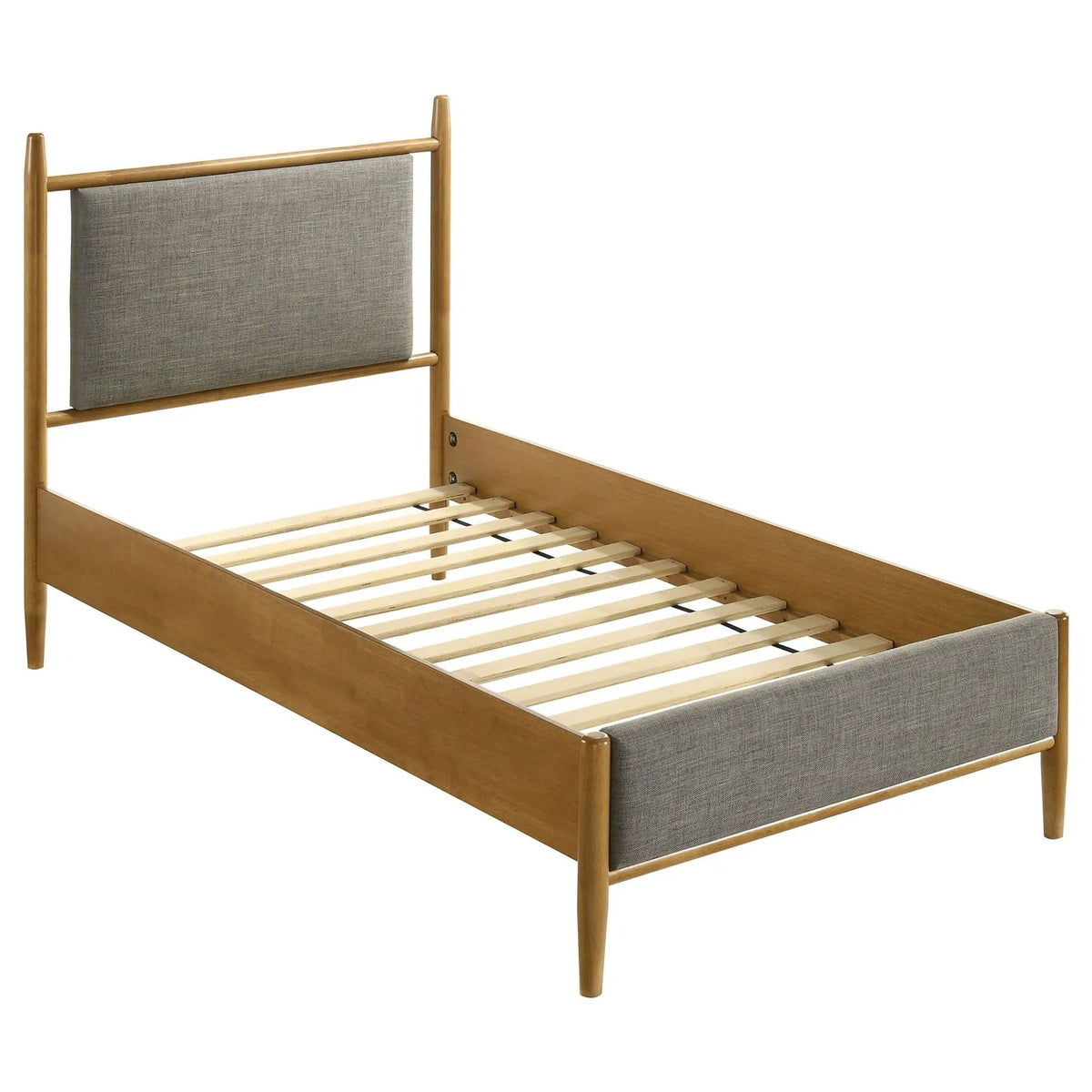 Mason 46-inch Twin Panel Platform Bed Grey and Light | 42.25 x 80 x 45.75 in | Rubberwood & Engineered Wood | Brown