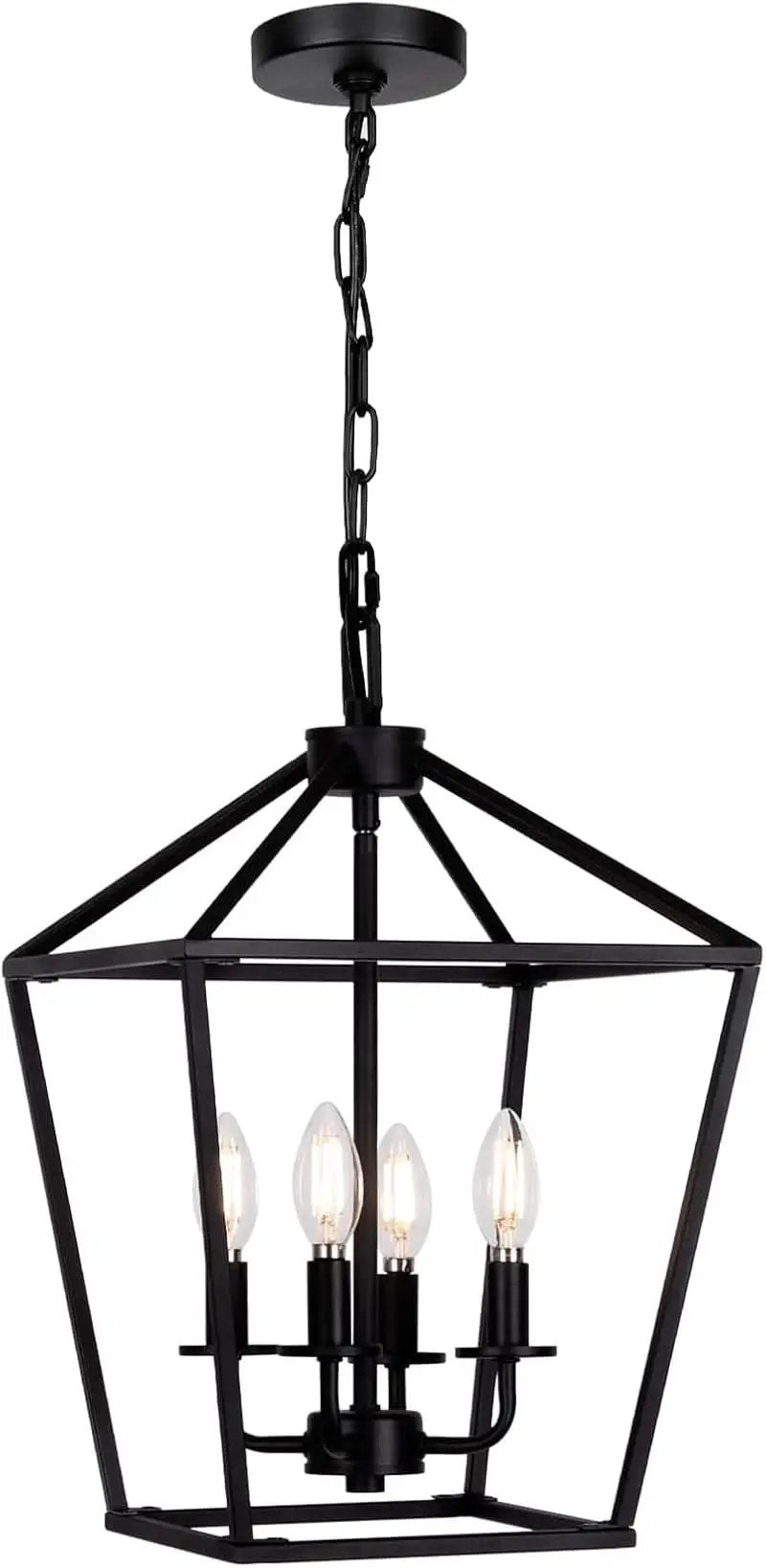 4 Light Black Lantern Chandelier With Adjustable Height from PriceLows™