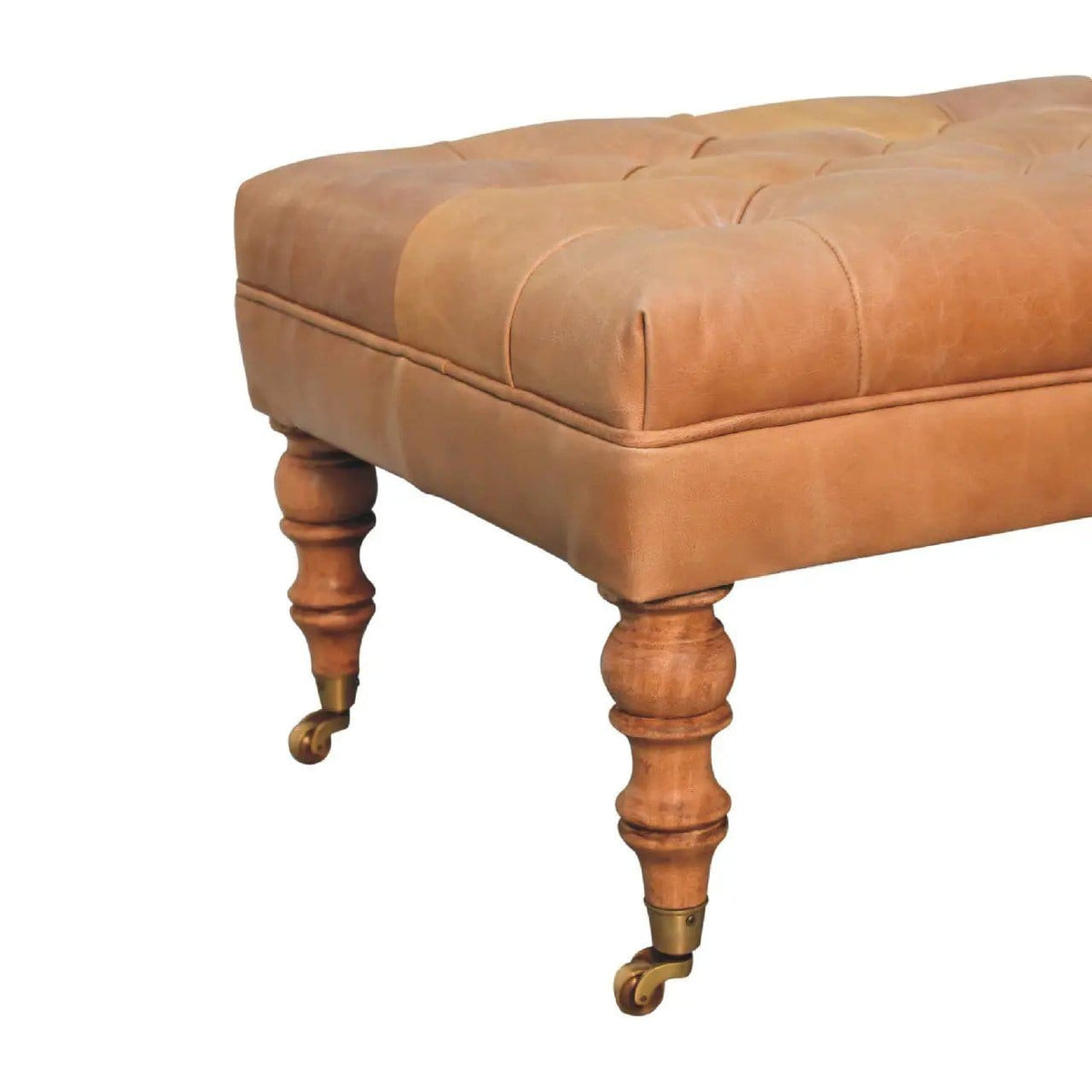 Buffalo Ottoman With Castor Legs | 7 Pieces | Mango Wood | Living Room