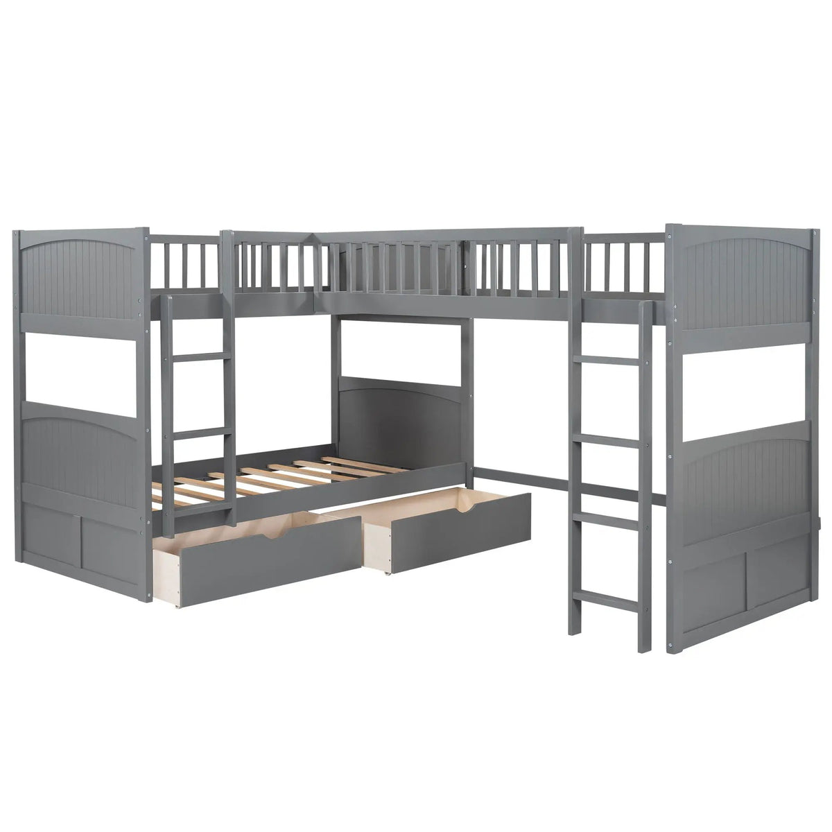 Bunk Bed With Loft | Sleeps 3 | Twin | 2 Underbed Drawers | Built In Stepladder