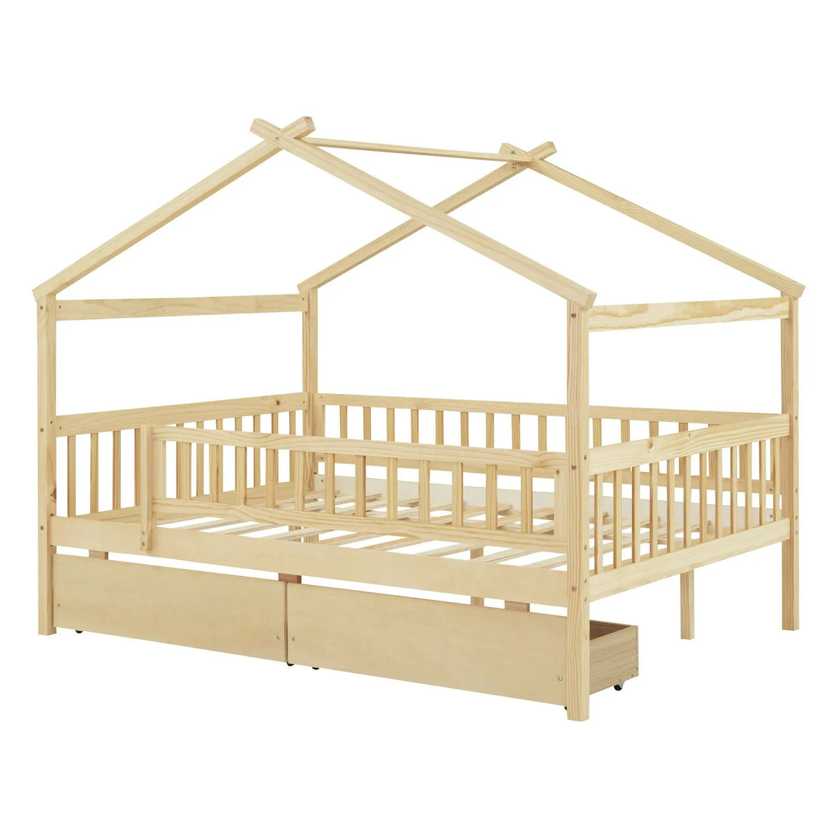 Kids House Bed With 2 Drawers | Sky Roof Design | Classic House Shape | 62.9 Inch Height