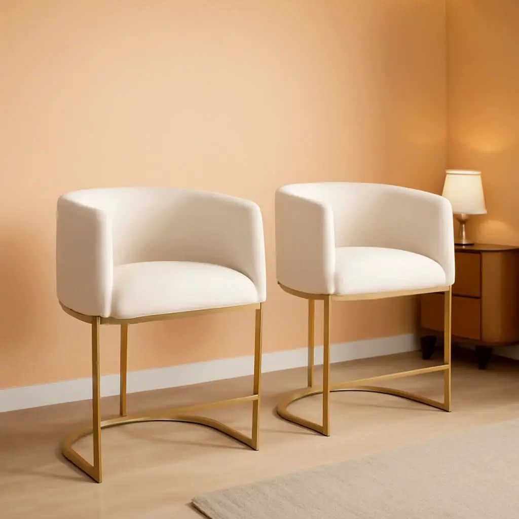 Counter Height Bar Stools Set Of 2 Ivory Velvet 24 Inch from PriceLows™