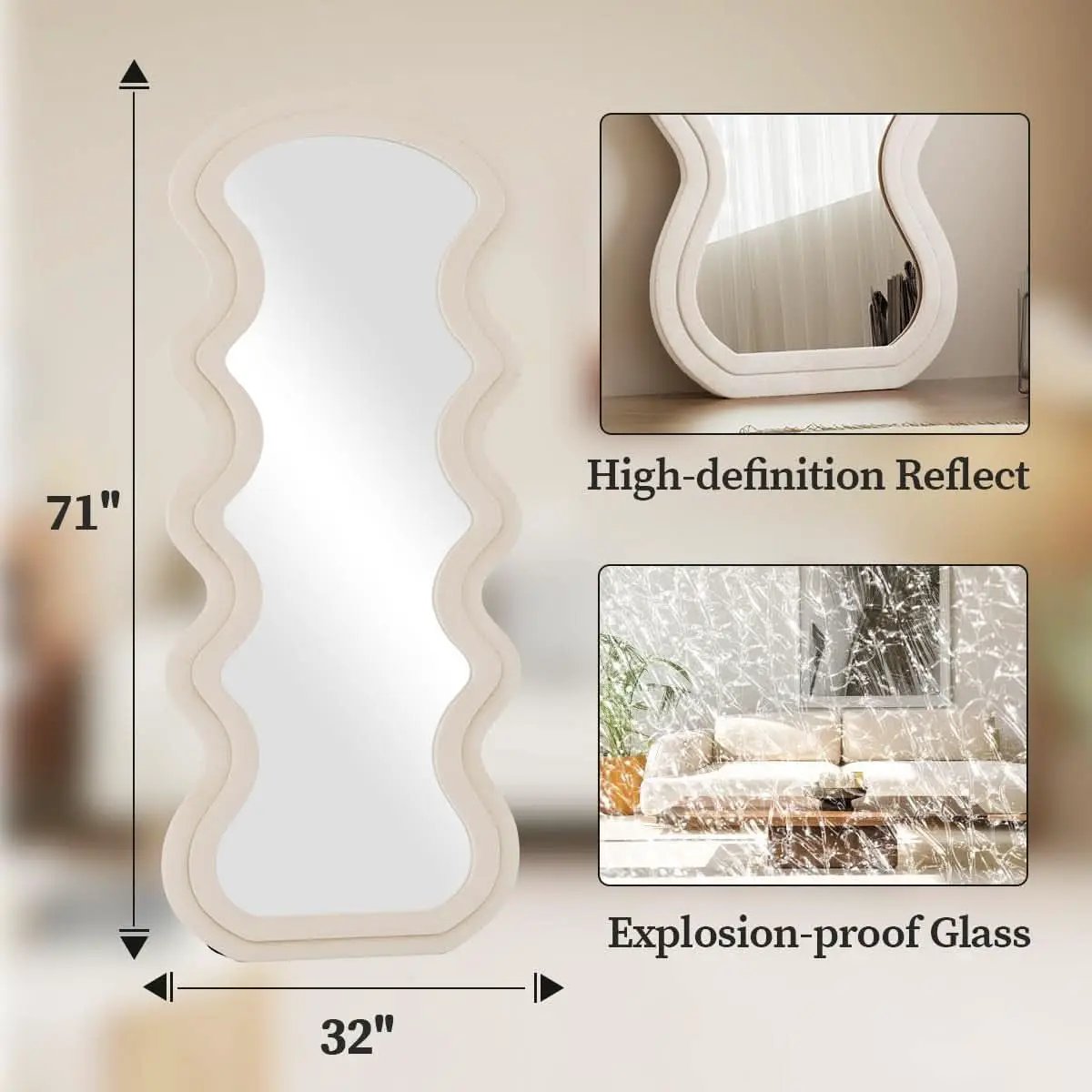 71 Inch Full Length Freestanding Floor Mirror White from PriceLows™