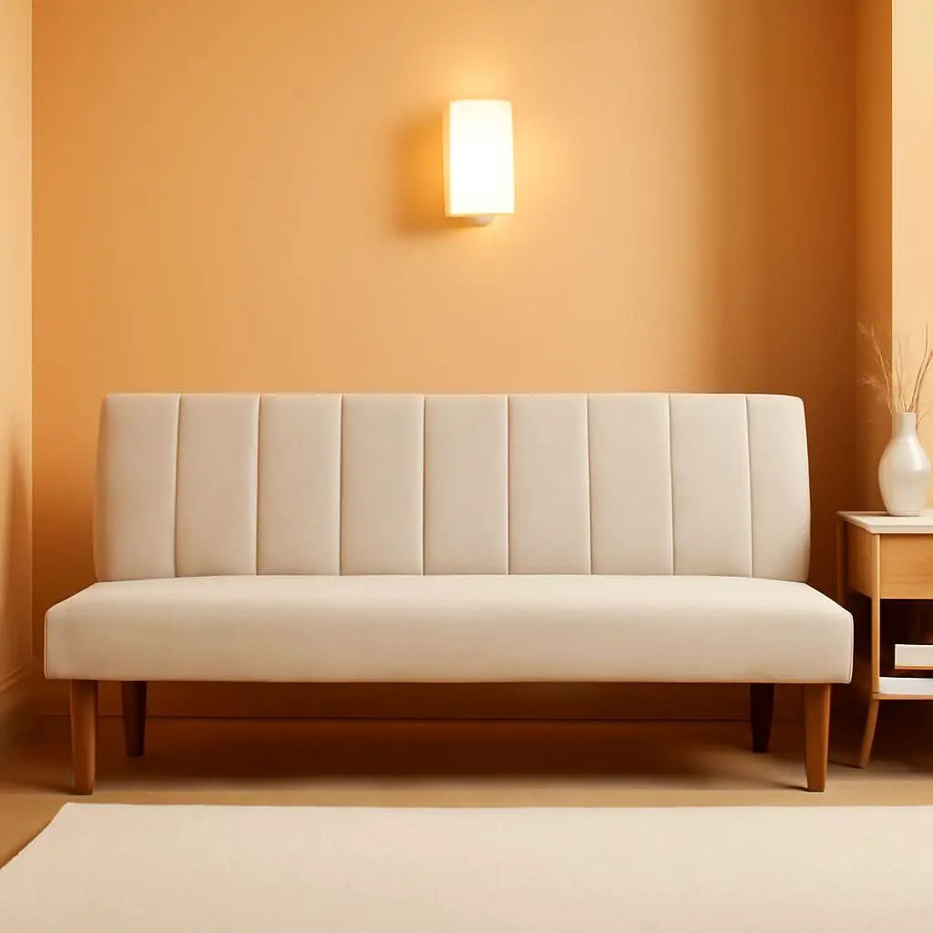 Beige Convertible Futon Sofa Bed For Living Room Use from PriceLows™