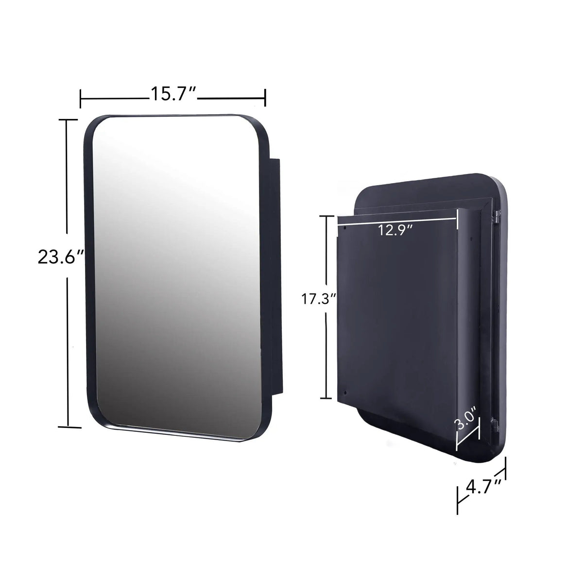 Recessed Medicine Cabinet | Metal Frame | Mirror | Adjustable Shelves