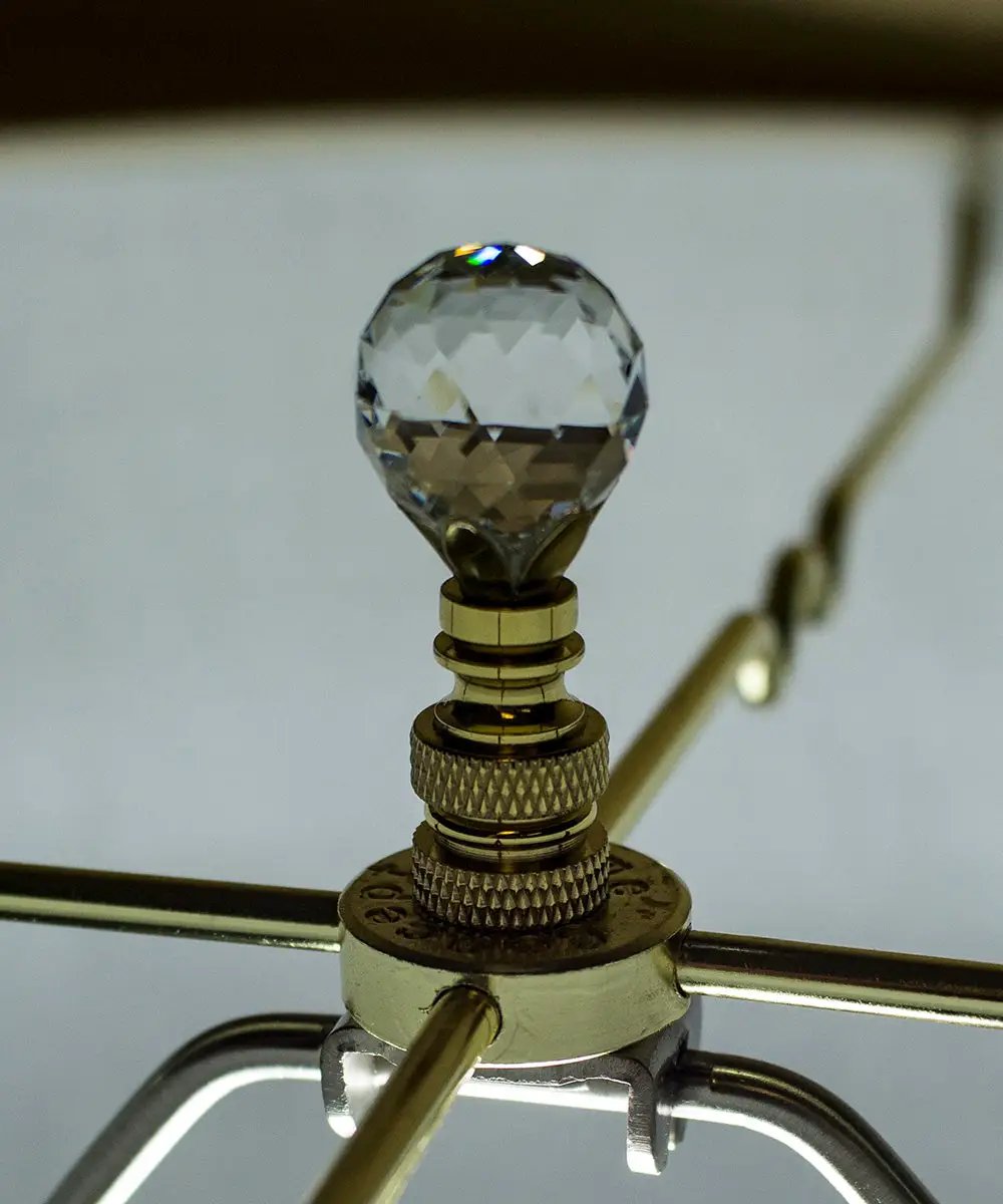 Lamp Finial | Multi Faceted Crystal | Polished Brass | 2 Inch