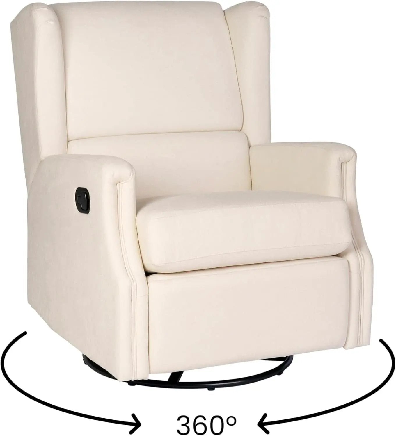 Omma Swivel Glider Rocking Recliner Cream Upholstered 3In1