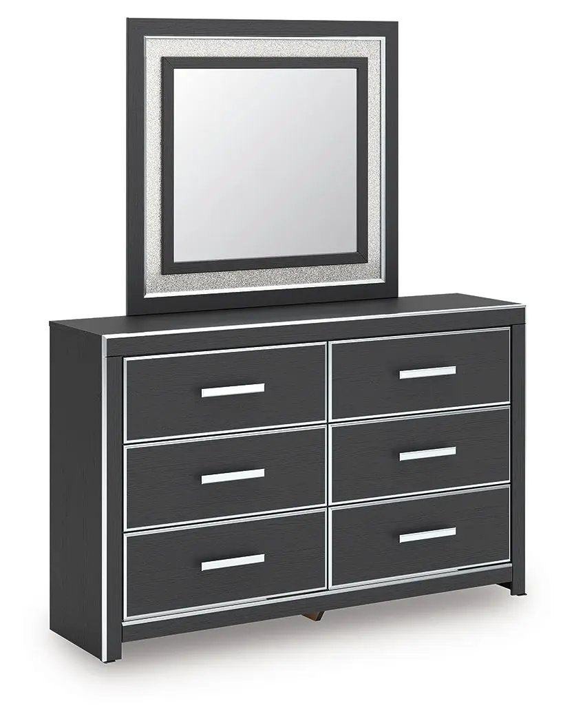 Zuraleus Six Drawer Dresser | Large-Scale Handles | Chrome-Tone Details | Glam Style