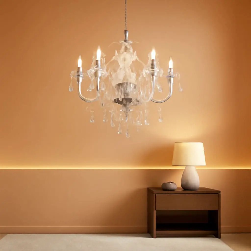 2 Pack 5 Light Crystal Pendant Lights Plug In With Clear Cord And On Off Switch Chandelier from PriceLows™