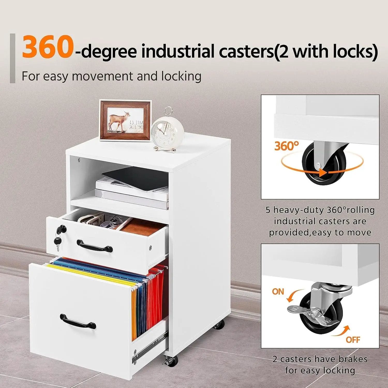 White Vertical File Cabinet With Locking Top Drawer from PriceLows™