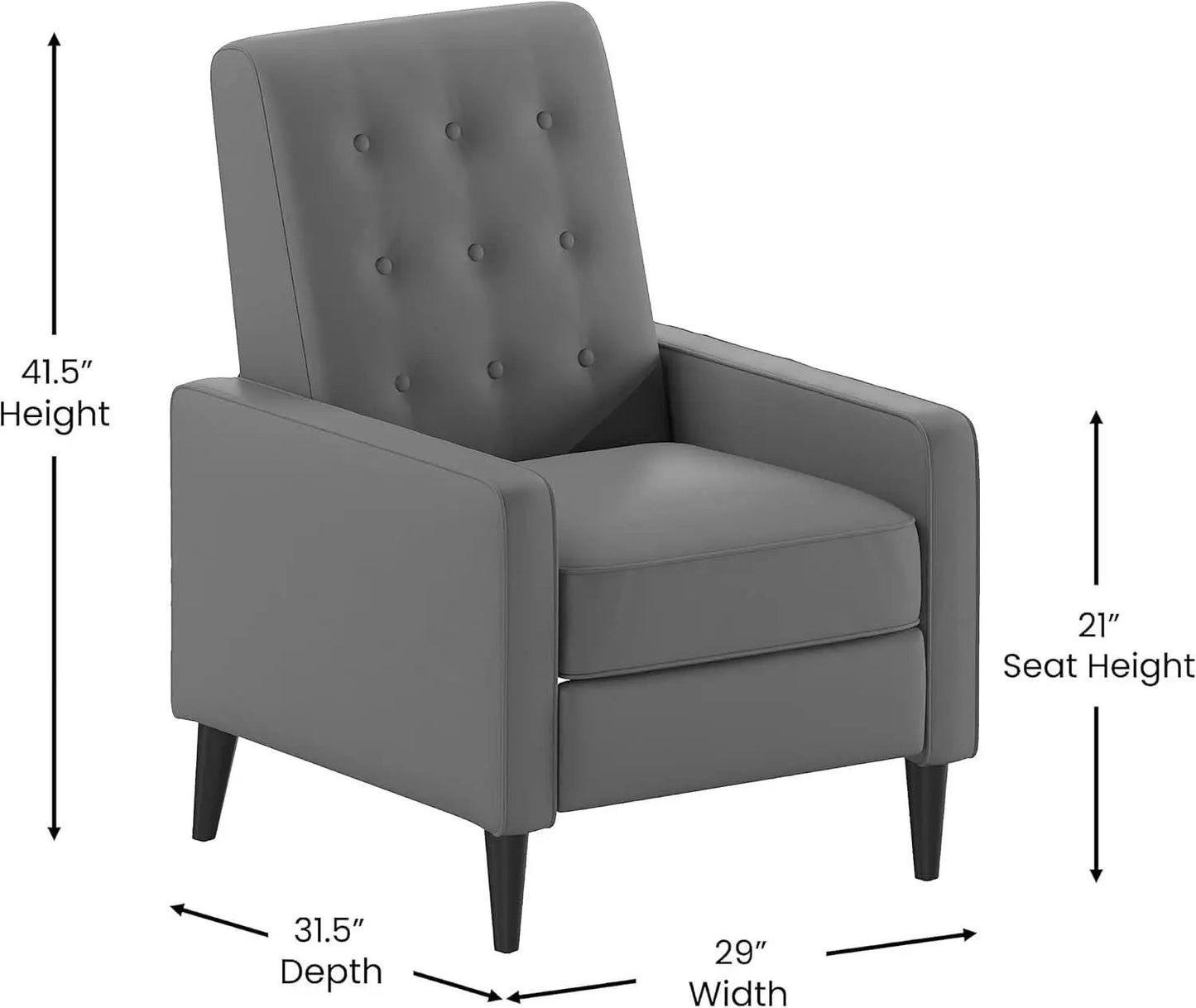 Ezra Pushback Recliner Light Gray LeatherSoft Mid Century Modern from PriceLows™