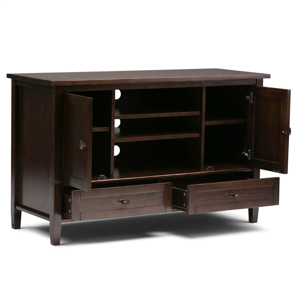 Warm Shaker TV Media Stand | Handcrafted Solid Wood | Two Bottom Drawers | 47 Inch Length