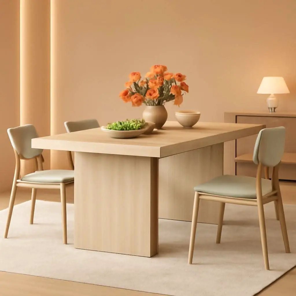 63 Inch Farmhouse Dining Table Seats 6 With Fluted Lines from PriceLows™