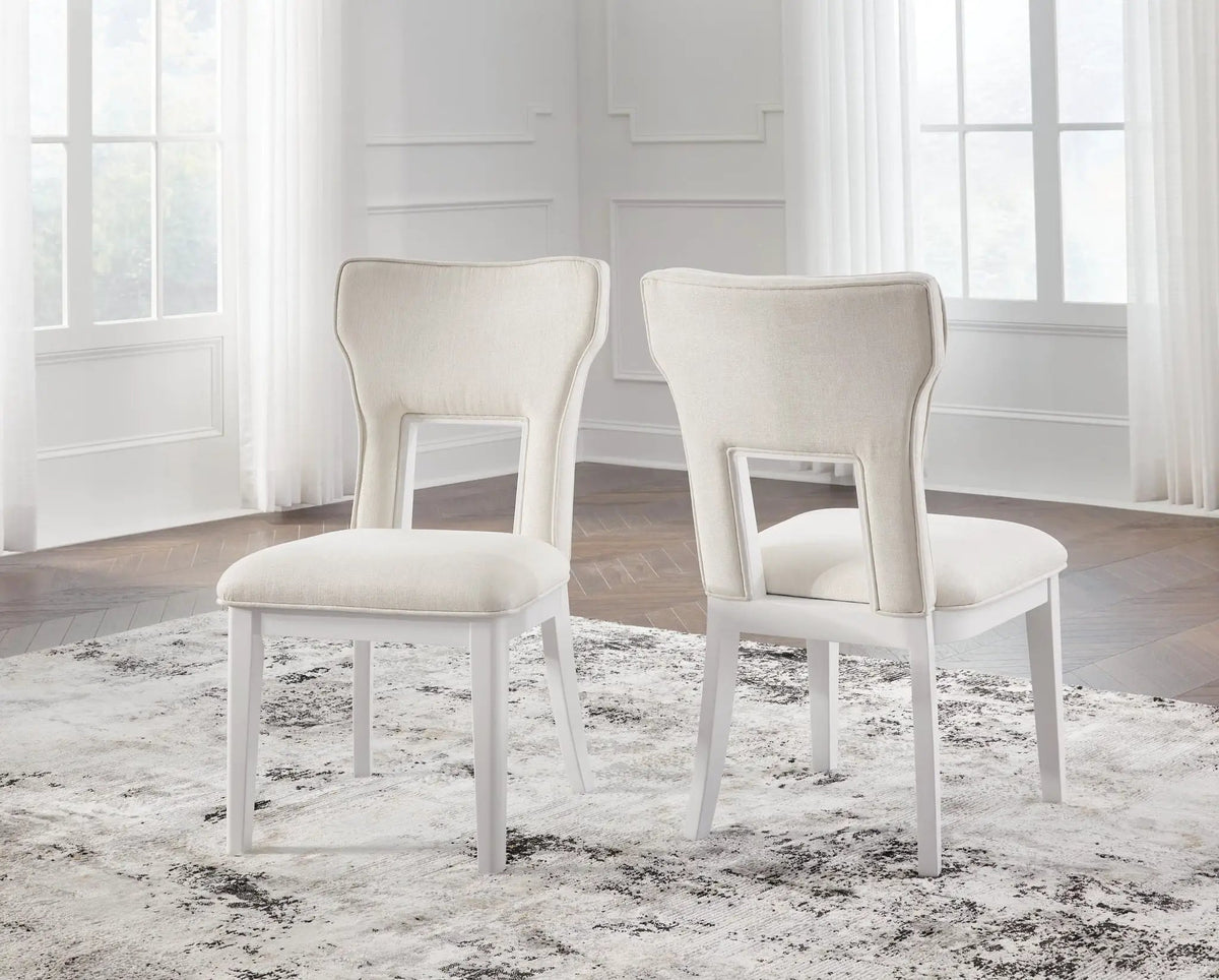 Chalanna Dining Side Chairs | Set Of 2 | White | Upholstered Seats