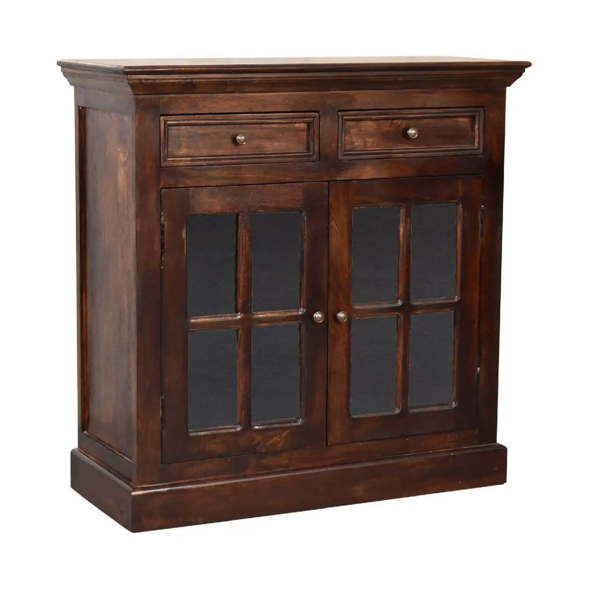 Cabinet With Glazed Doors | 2 Pieces | Solid Wood & Brass | Living Room