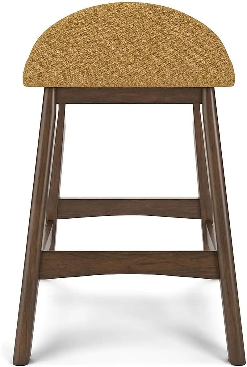 Mustard Brown Upholstered Counter Height Bar Stool Set Of 2 from PriceLows™