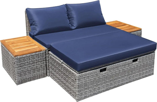 Comfortable Multifunctional Outdoor Day Bed with Side Tables from PriceLows™