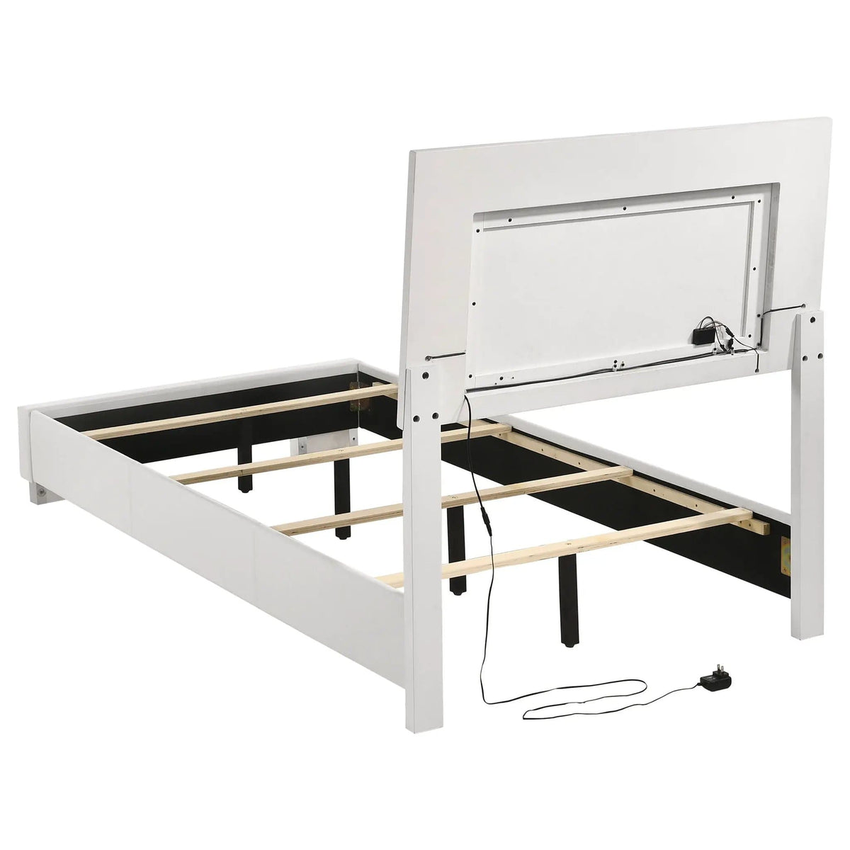 Felicity 5-piece Twin Bedroom Set White High Gloss | 5-Piece Set | Faux Leather & Metal | Bedroom