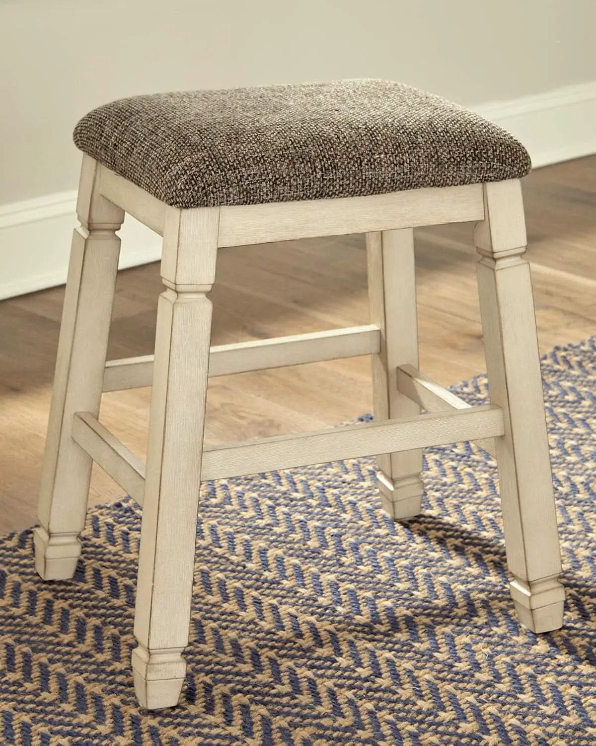 24 Inch Counter Height Upholstered Bar Stool Set Whitewash from PriceLows™