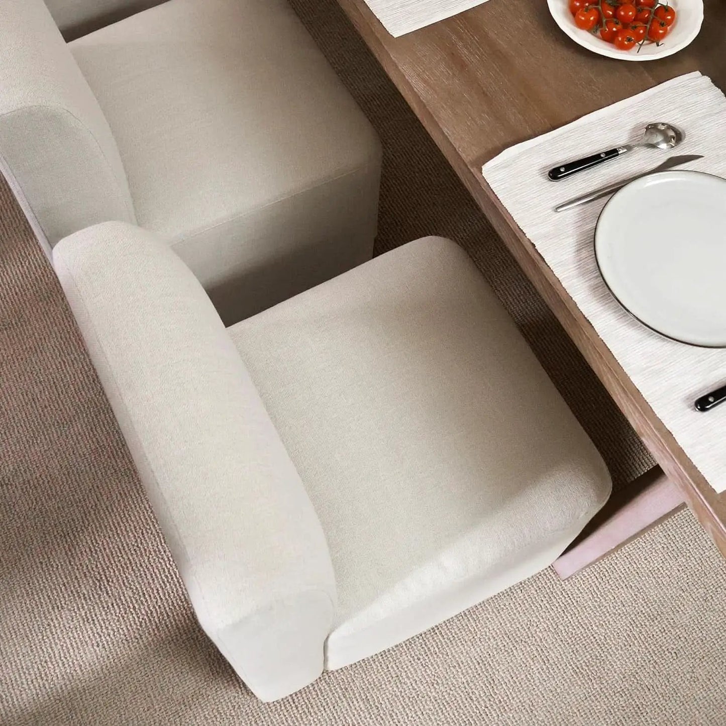 2 Linen Upholstered Armless Dining Chairs With Casters from PriceLows™