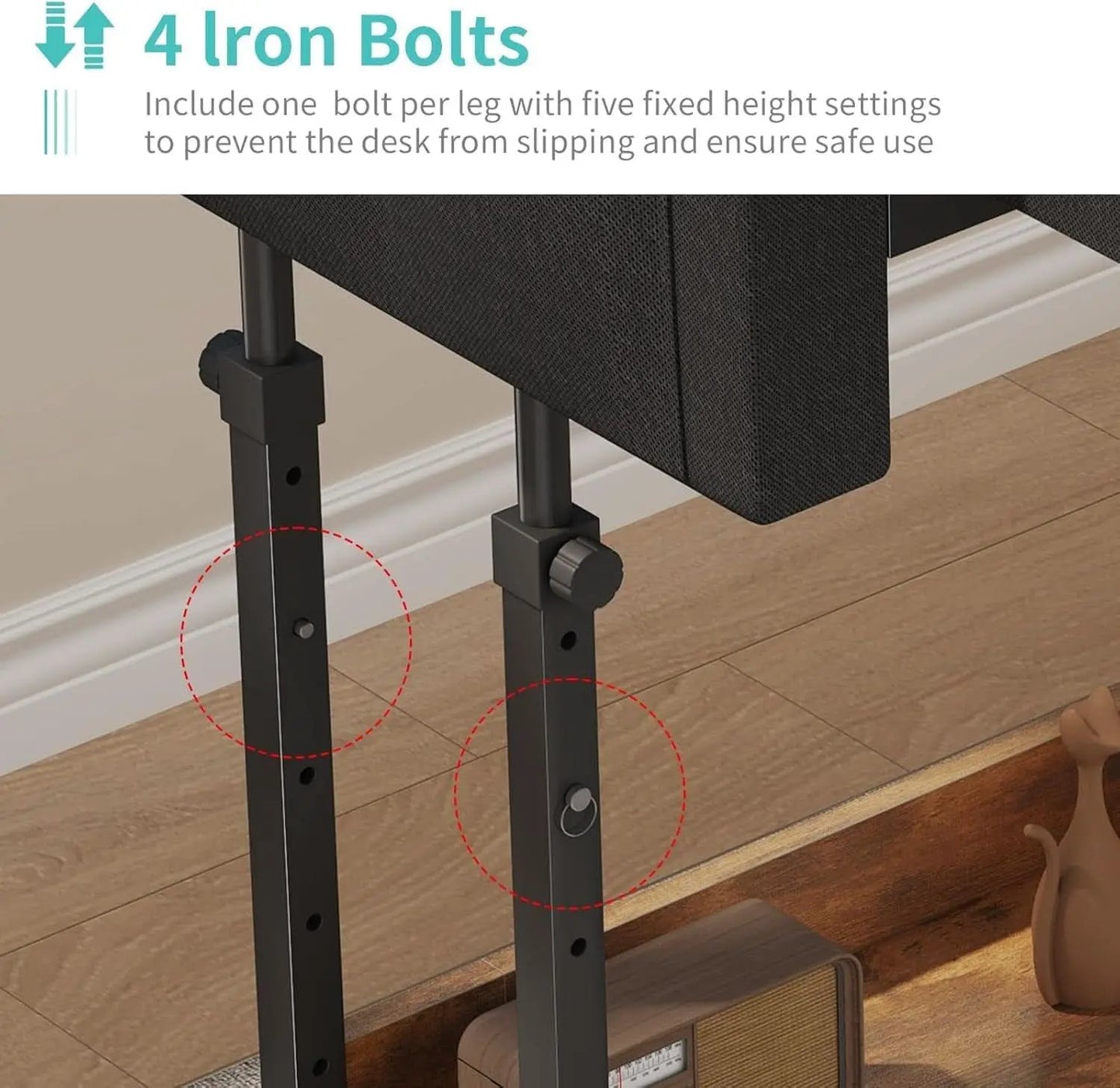 Rolling Height Adjustable Computer Desk With Drawers from PriceLows™