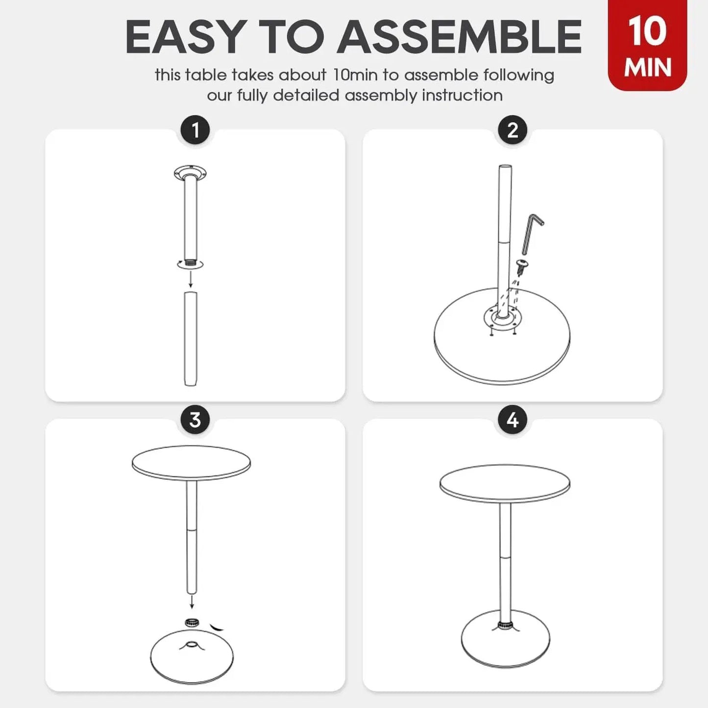 40 Inch Round Bistro Pub Table Industrial Grade MDF Top from PriceLows™