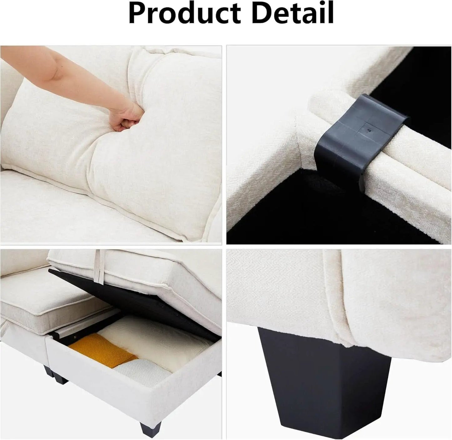 Beige Modular Sectional Sofa Featuring Sleeper Storage from PriceLows™