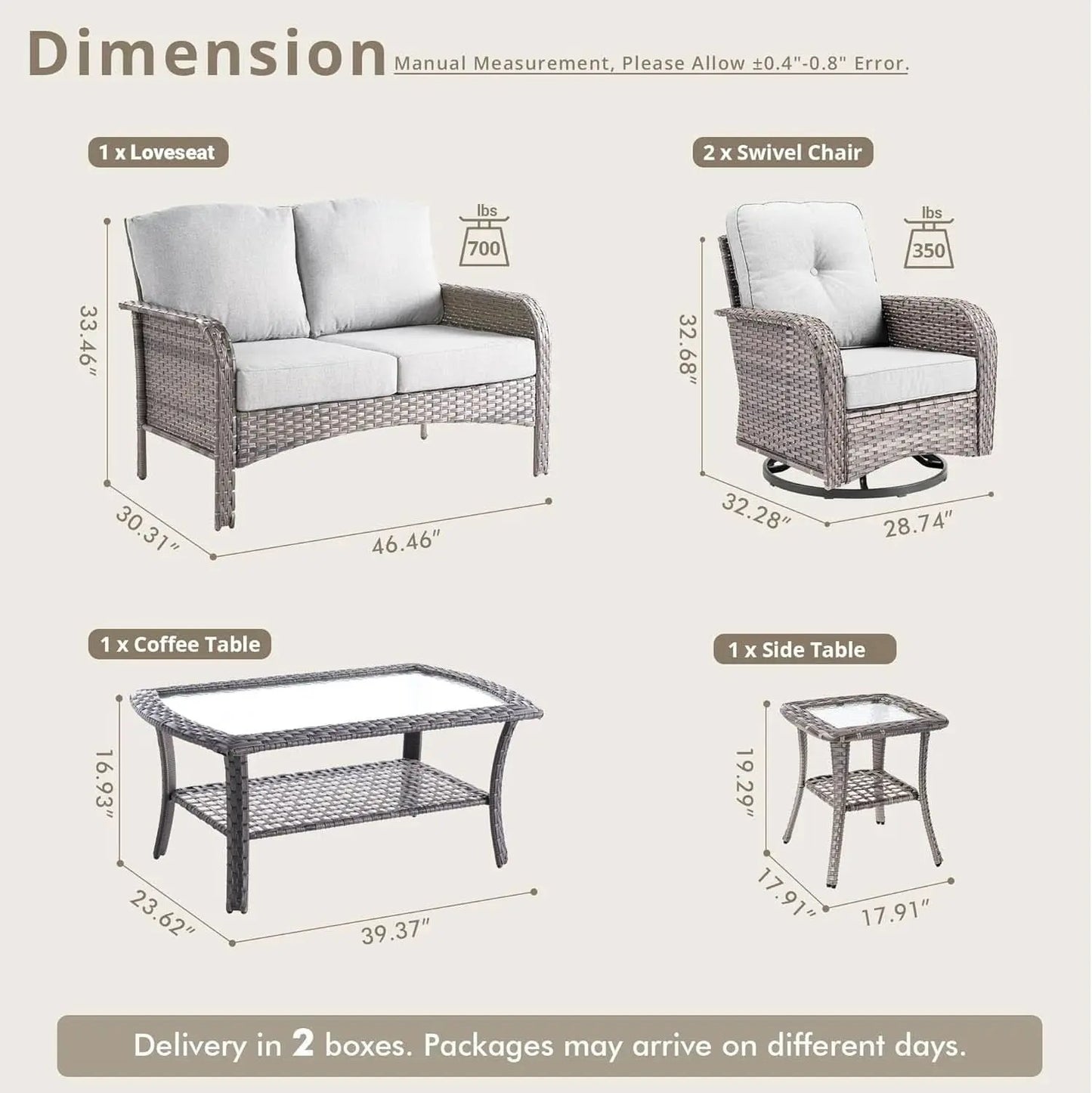 5 Piece Outdoor Patio Furniture Set With Swivel Rocker Chairs Light Gray from PriceLows™