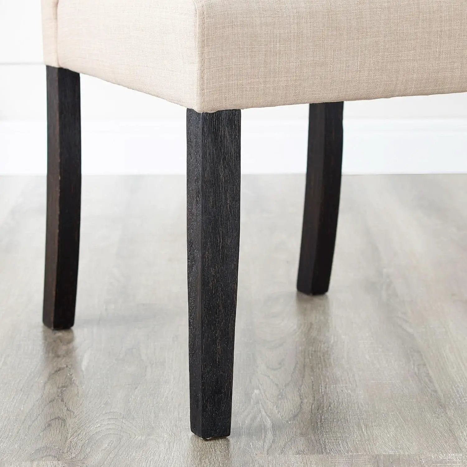 Tufted Solid Wood Dining Chairs Tan Set Of 2 Modern from PriceLows™