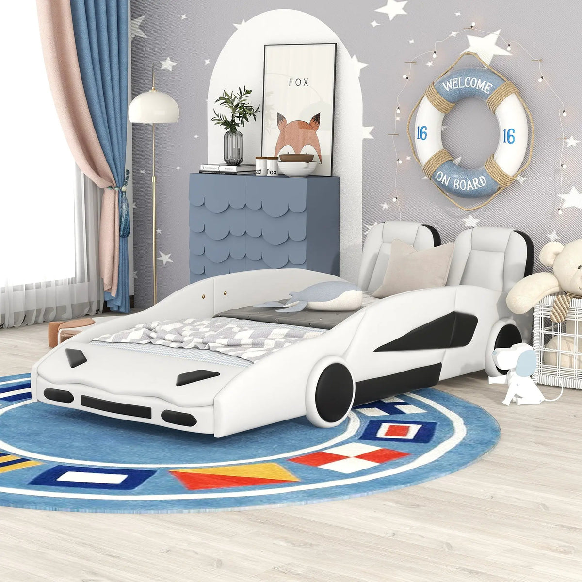 Twin Platform Bed | Race Car Design | Pine Wood Construction