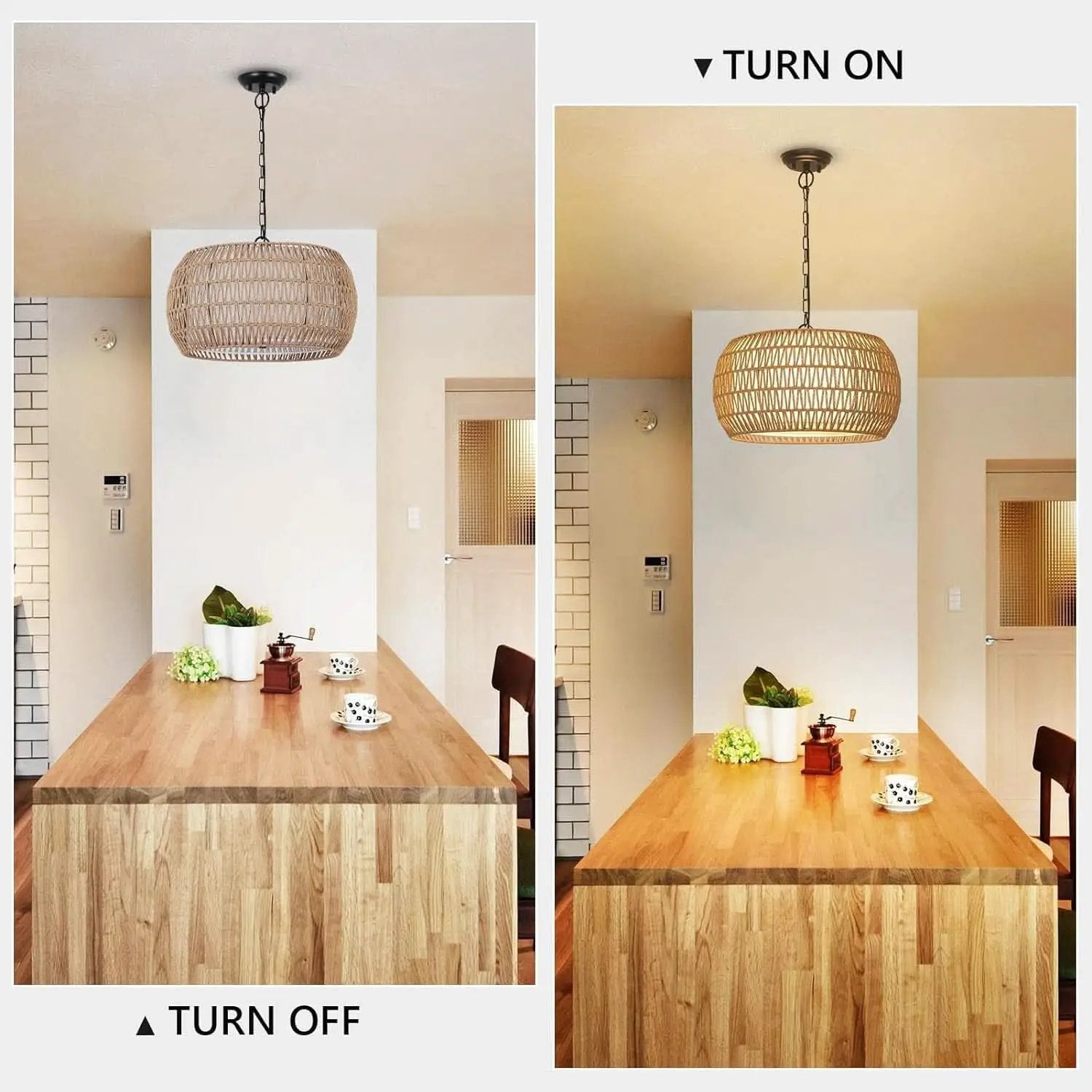 Rattan Farmhouse 5 Light Chandelier With Fabric Shade from PriceLows™