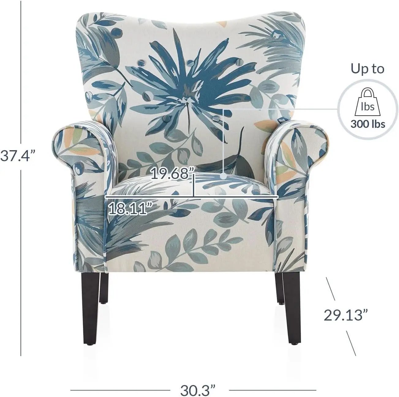 Wingback Upholstered Accent Chair Green Floral from PriceLows™