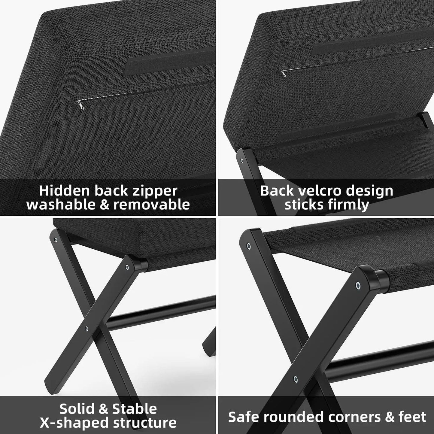 Foldable Foot Stool Black For Contemporary Living Room from PriceLows™