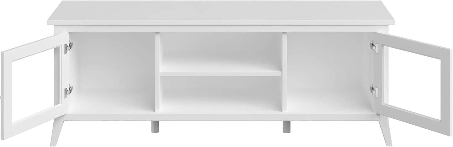 55 Inch TV Stand White With Storage Shelves And Cubbies from PriceLows™