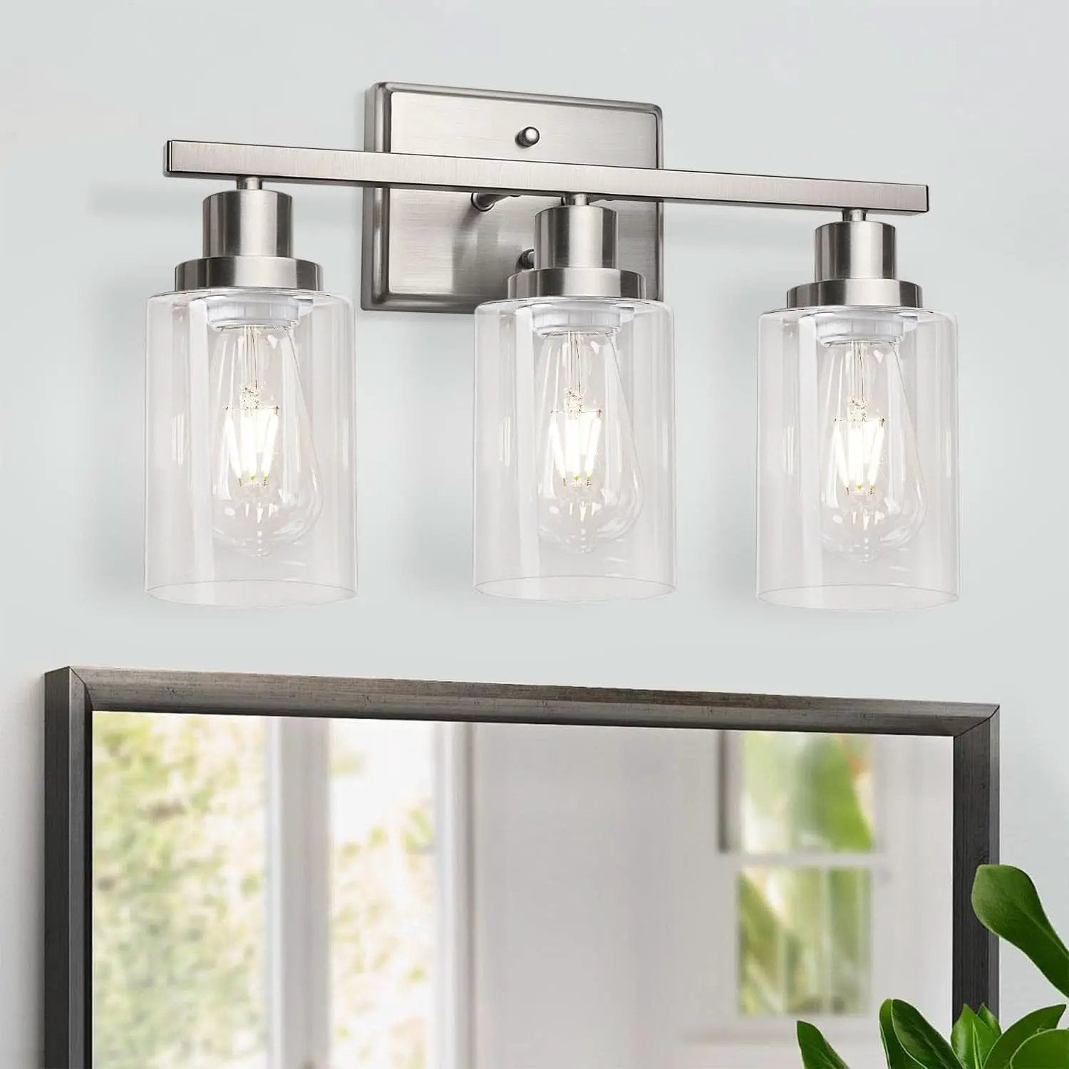 3 Light Brushed Nickel Vanity Light Fixture For Bathroom from PriceLows™