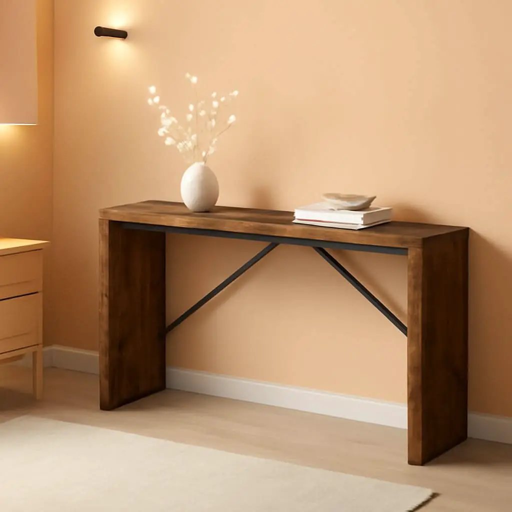 62 Inch Long Rustic Brown Console Table For Entryway from PriceLows™