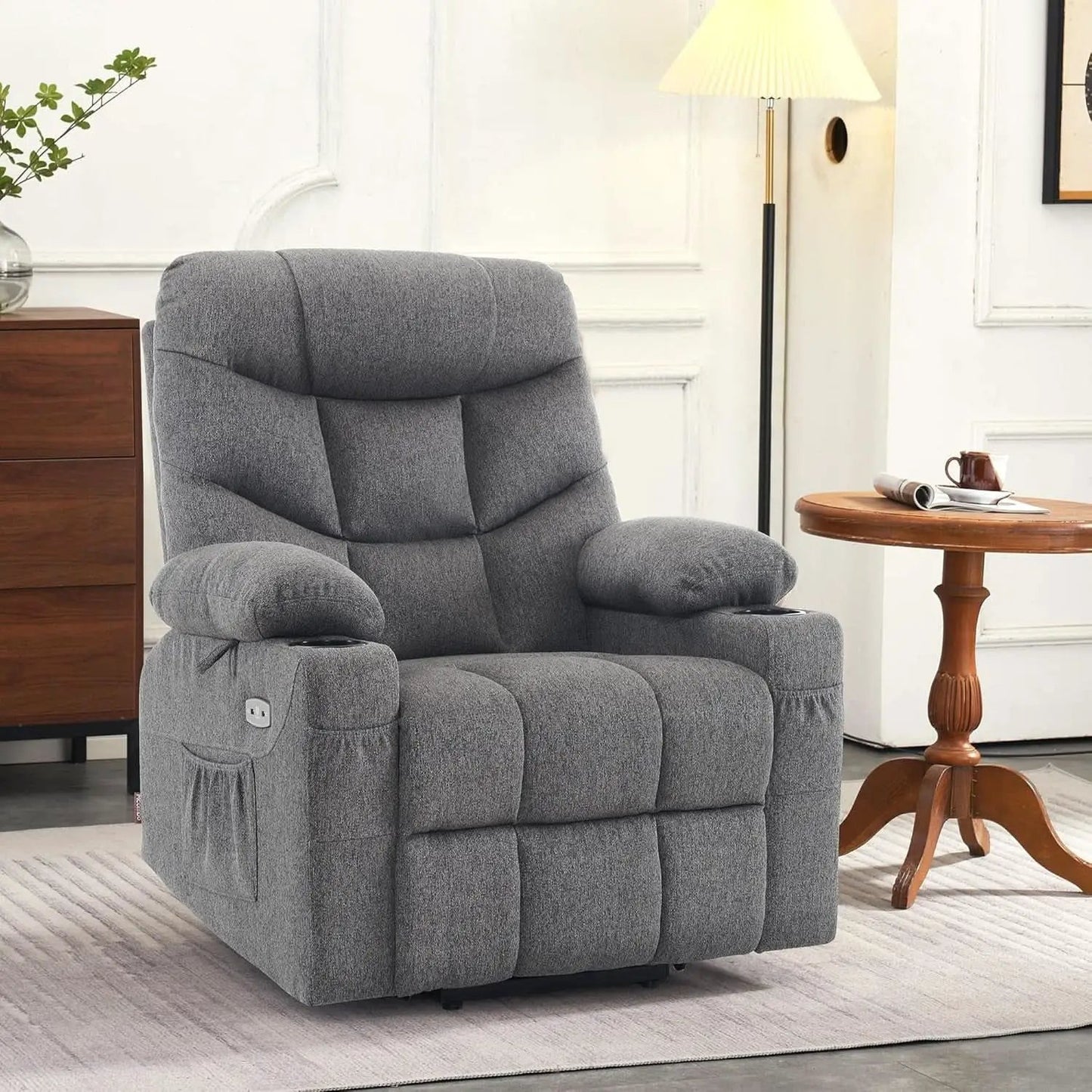 Power Lift Recliner Chair Dark Gray With Extended Footrest from PriceLows™