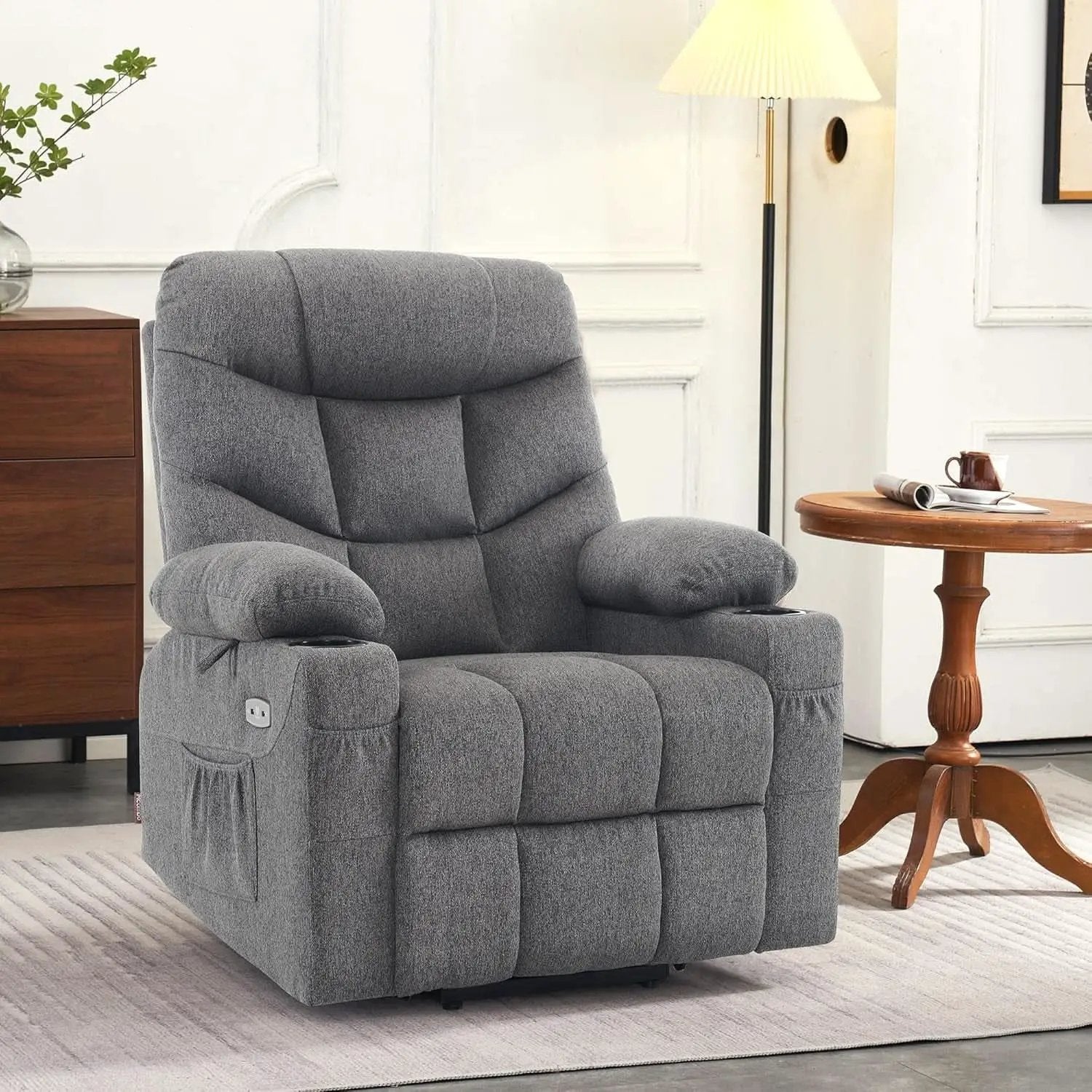 Power Lift Recliner Chair Dark Gray With Extended Footrest from PriceLows™