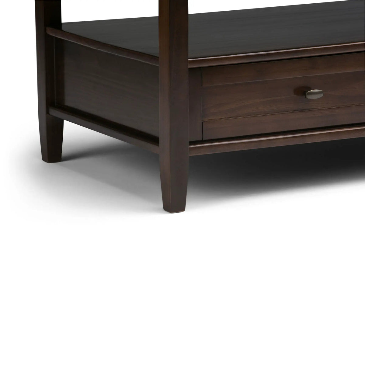 Warm Shaker Solid Wood Table | Bottom Drawer | Open Shelf Storage