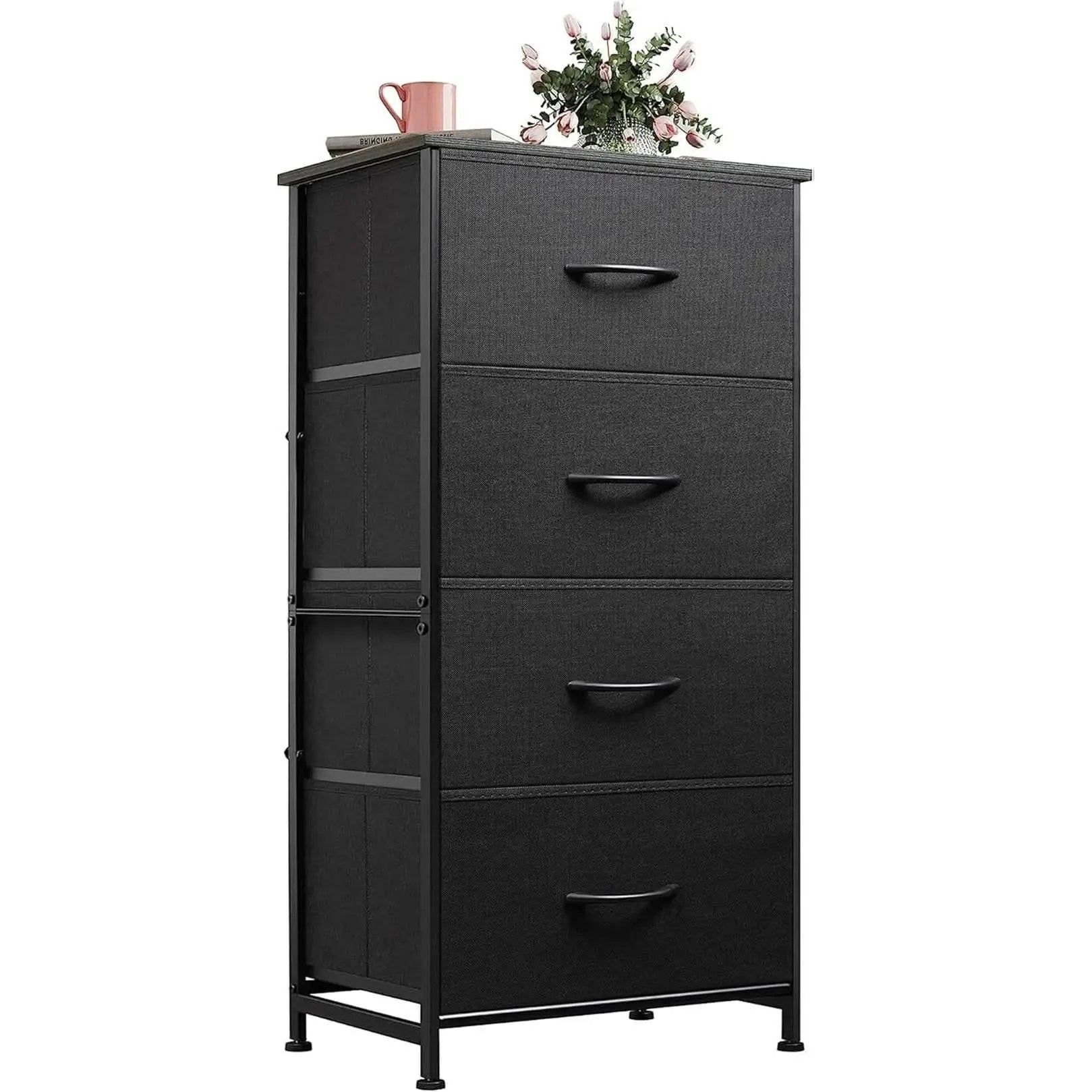 Charcoal Finish Dresser With 4 Drawers For Bedroom Storage from PriceLows™