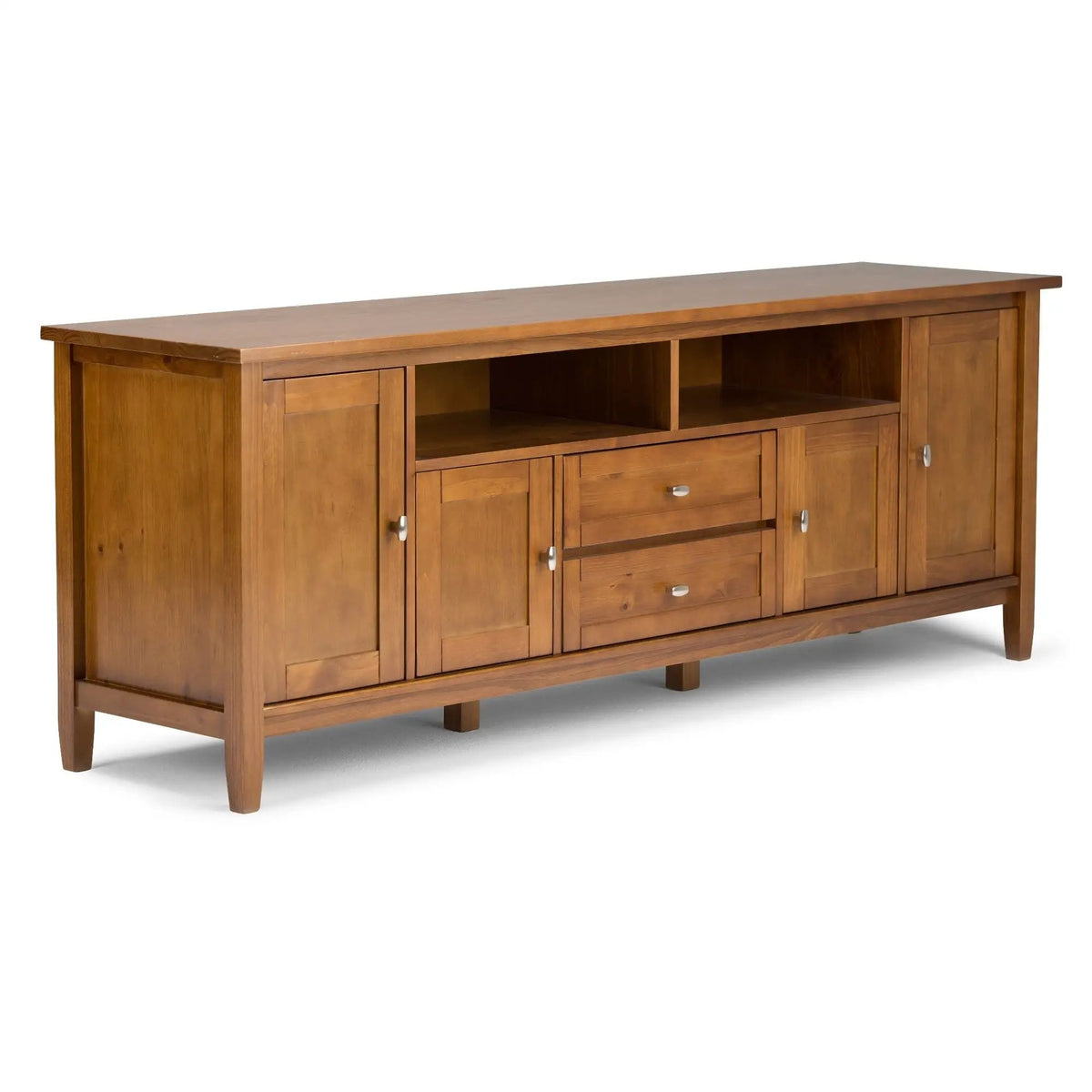 Warm Shaker Extra Wide TV Media Stand | Handcrafted Solid Wood | Fits TVs Up To 80 Inch | 72 Inch Length