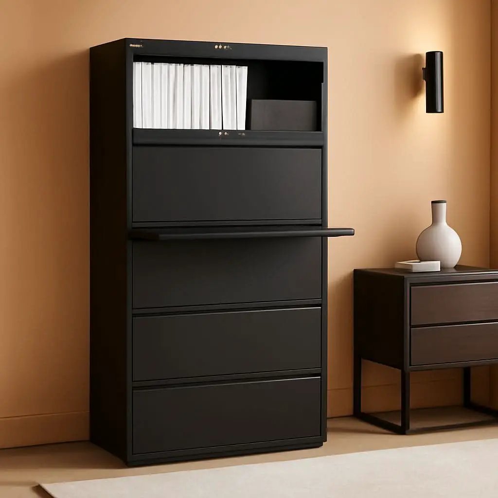 60550 Lateral File Cabinet 5 Drawer 42 Inch Black Office from PriceLows™