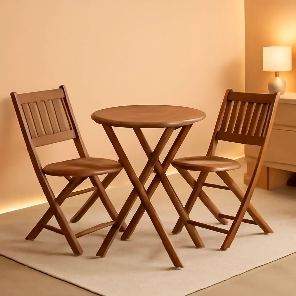 Acacia Round Folding Bistro Table And Chair Set Outdoor from PriceLows™