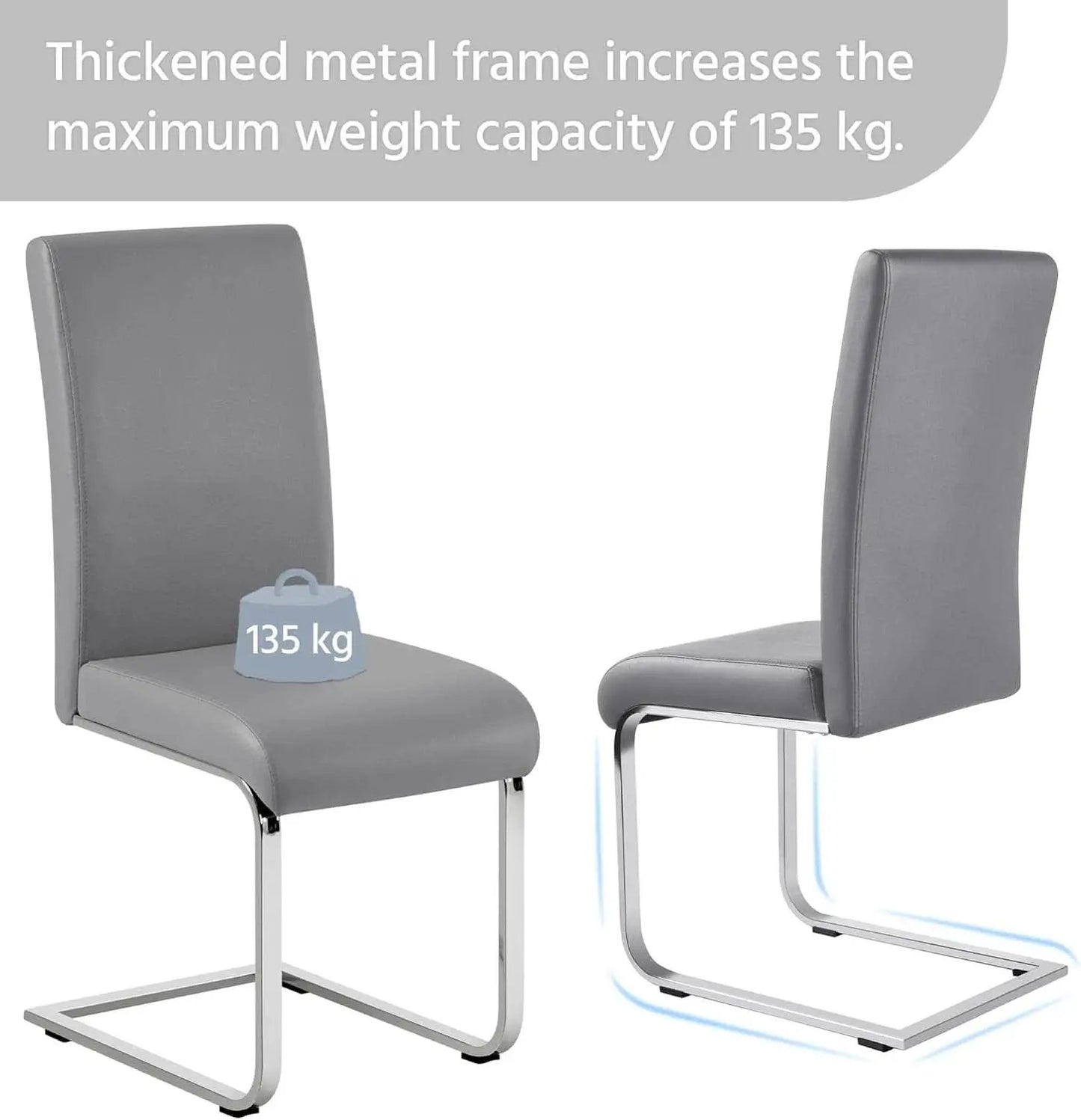 Gray PU Leather Dining Chairs For Kitchen Set Of 2 from PriceLows™
