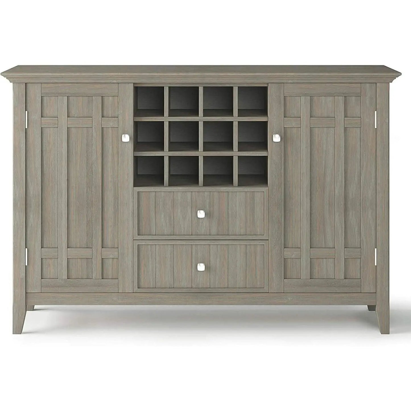 Rustic Gray Pine Wood Sideboard Buffet With Wine Storage from PriceLows™