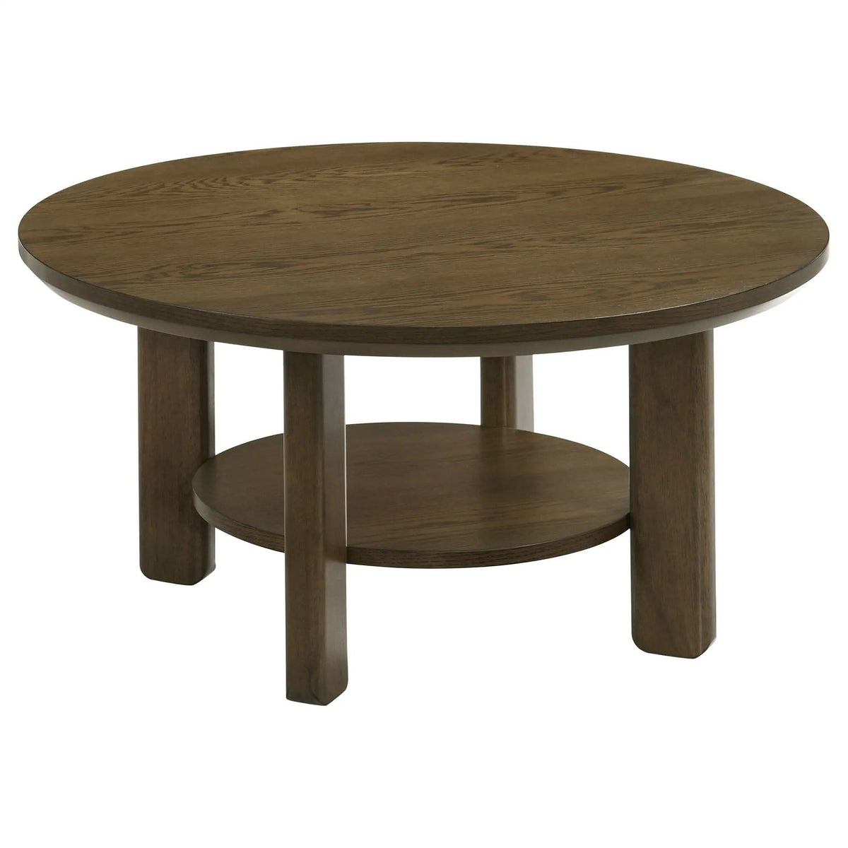 Ottowa 2-piece Round Wood Coffee Table Set | 2-Piece Set | Solid Wood & Oak Veneer | Brown