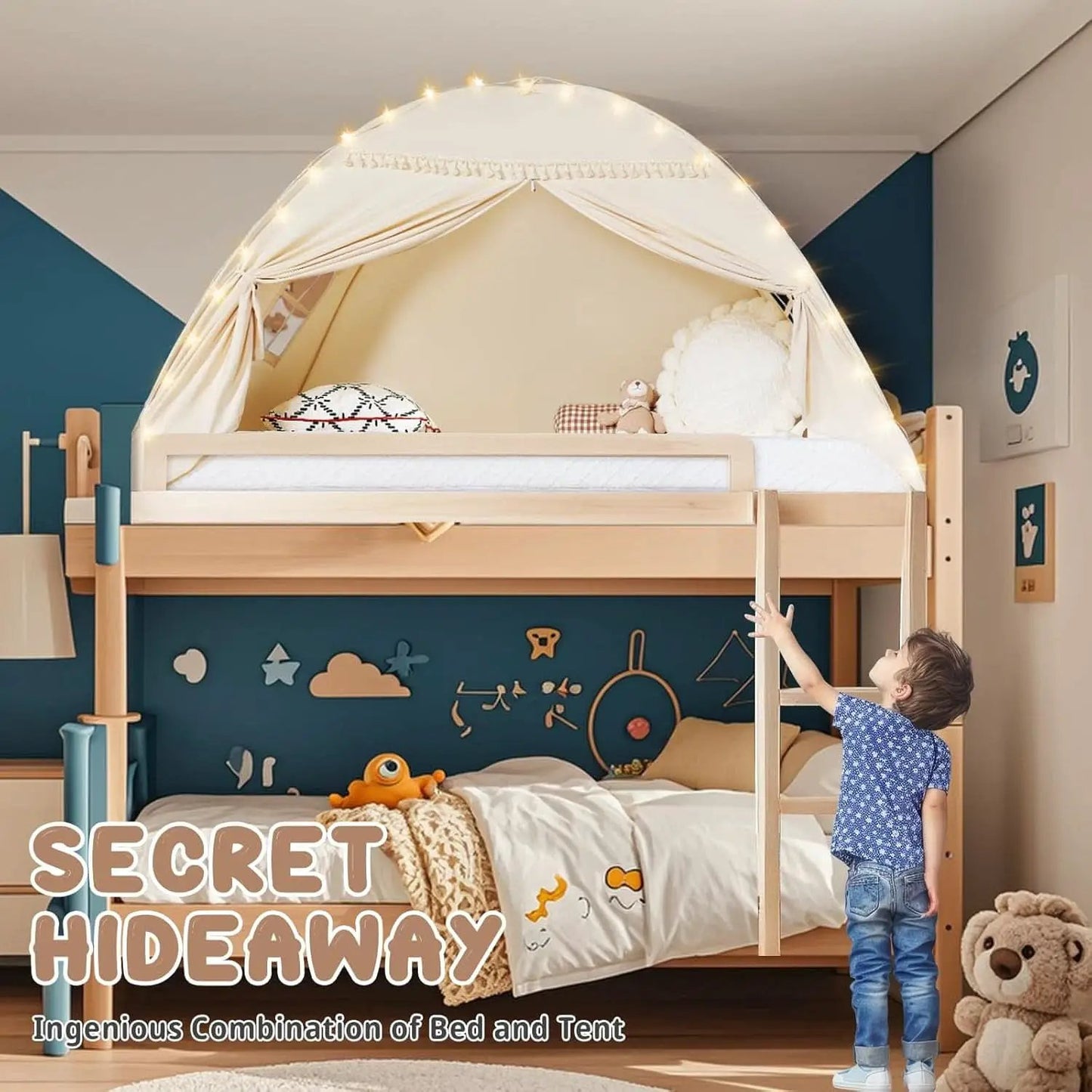 Golden Beige Premium Toddler Canopy Bed Tent Privacy from PriceLows™