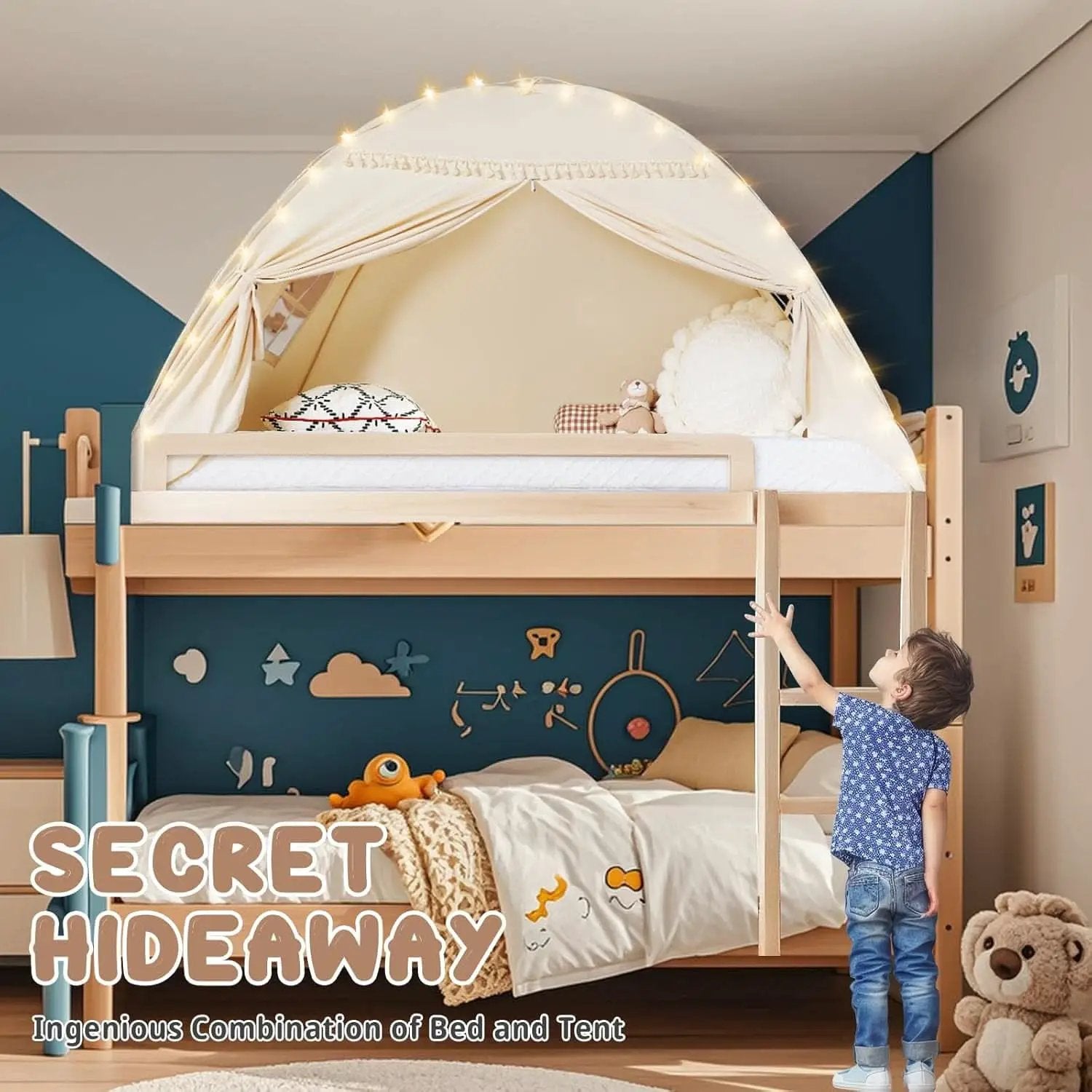 Golden Beige Premium Toddler Canopy Bed Tent Privacy from PriceLows™