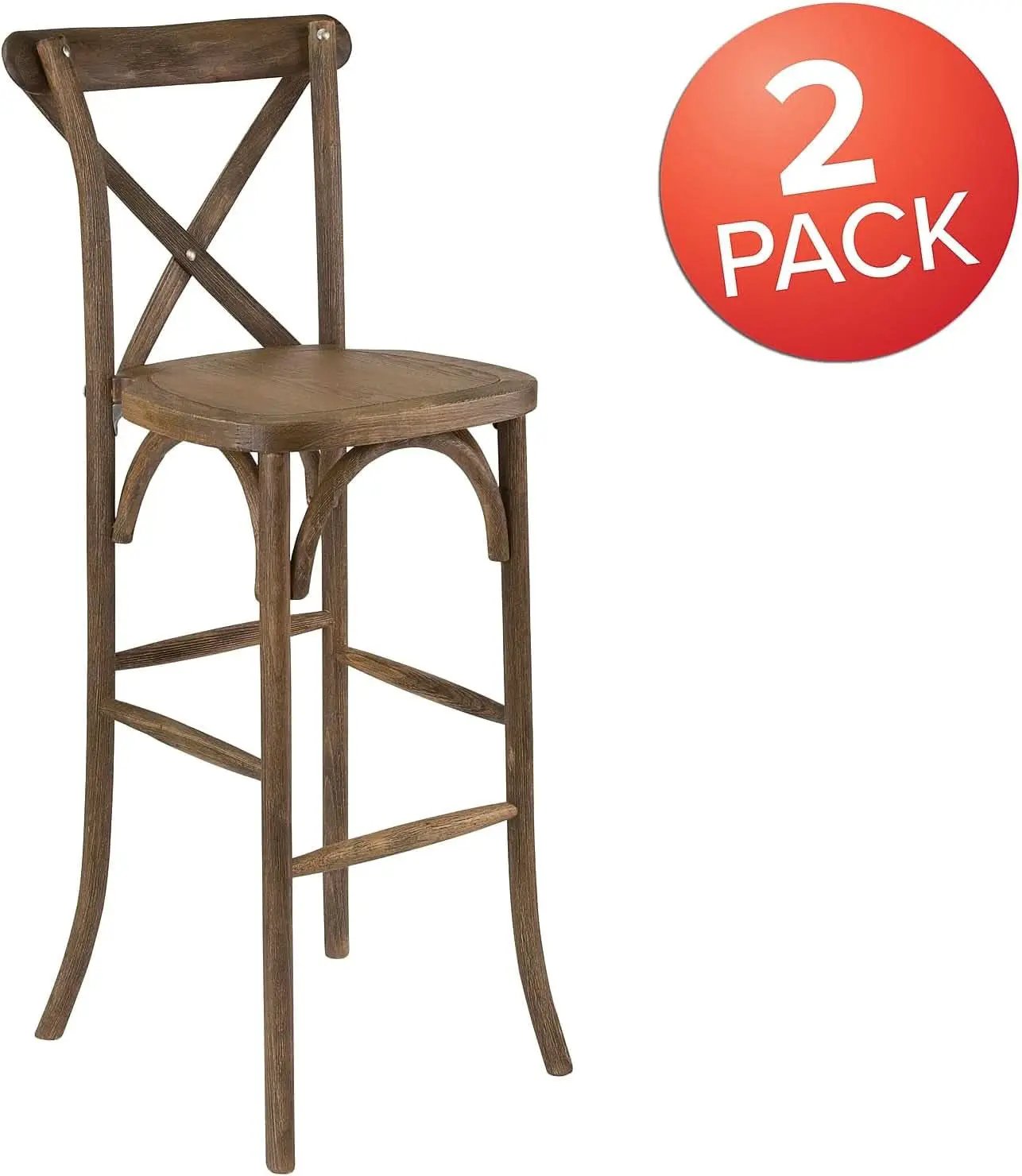 Dark Antique Wood Cross Back Barstools Set of Two from PriceLows™